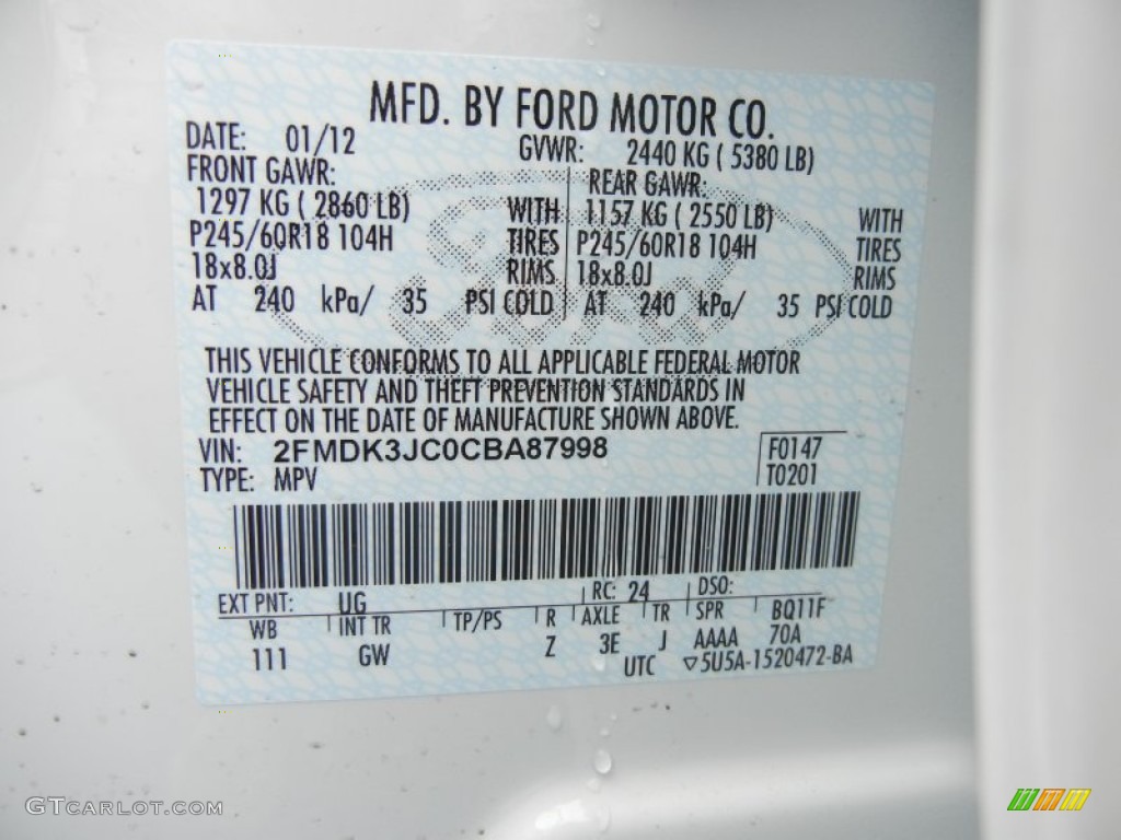 2012 Edge SEL - White Platinum Metallic Tri-Coat / Charcoal Black photo #12