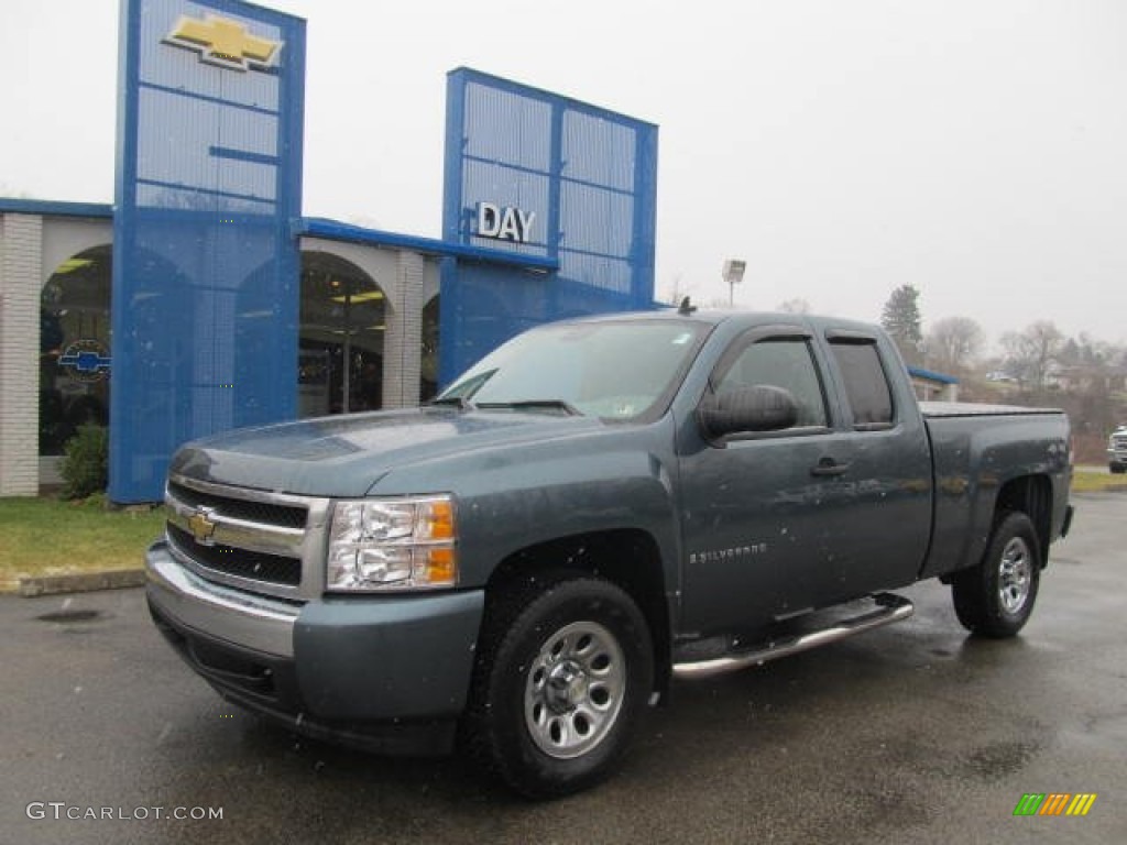 2008 Silverado 1500 LS Extended Cab 4x4 - Blue Granite Metallic / Dark Titanium photo #1