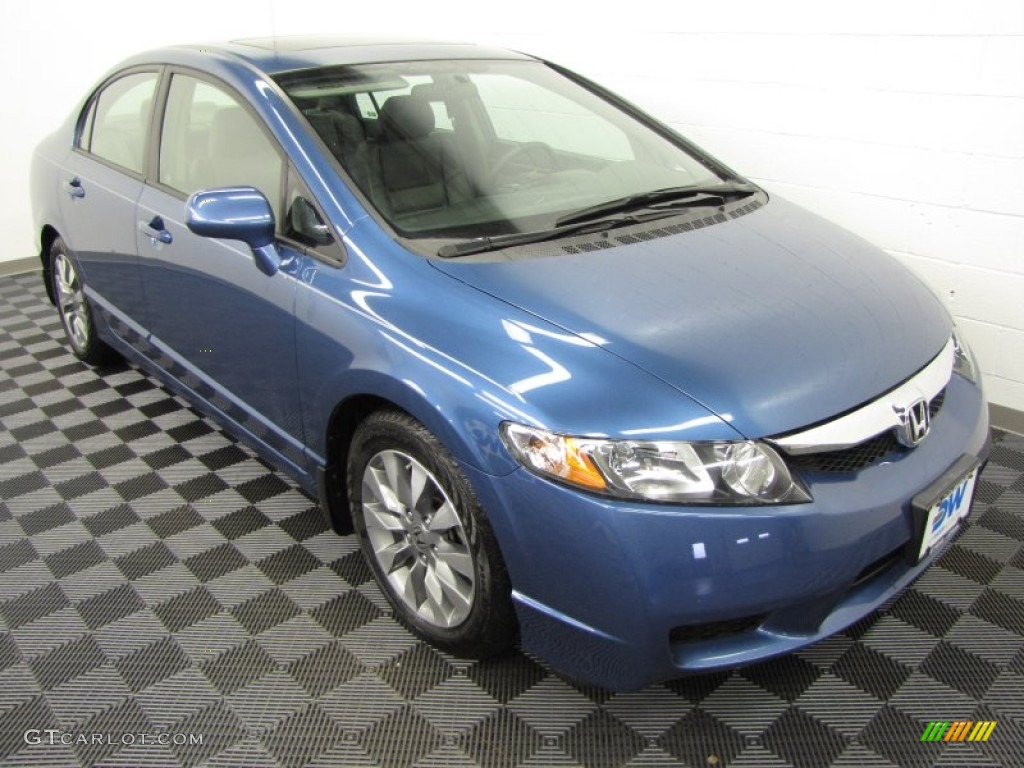 2009 Civic EX-L Sedan - Atomic Blue Metallic / Gray photo #1