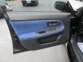 2006 Subaru Impreza Anthracite Black/Blue Alcantara Interior Door Panel Photo