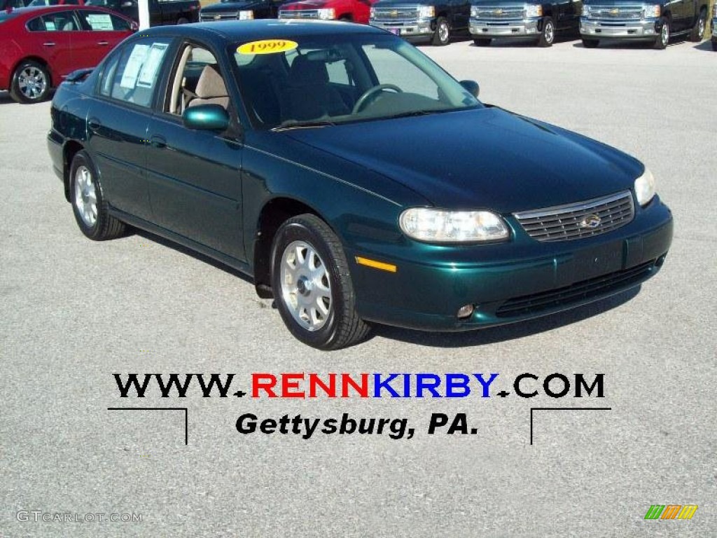 1999 Malibu LS Sedan - Dark Jade Green Metallic / Medium Oak photo #1