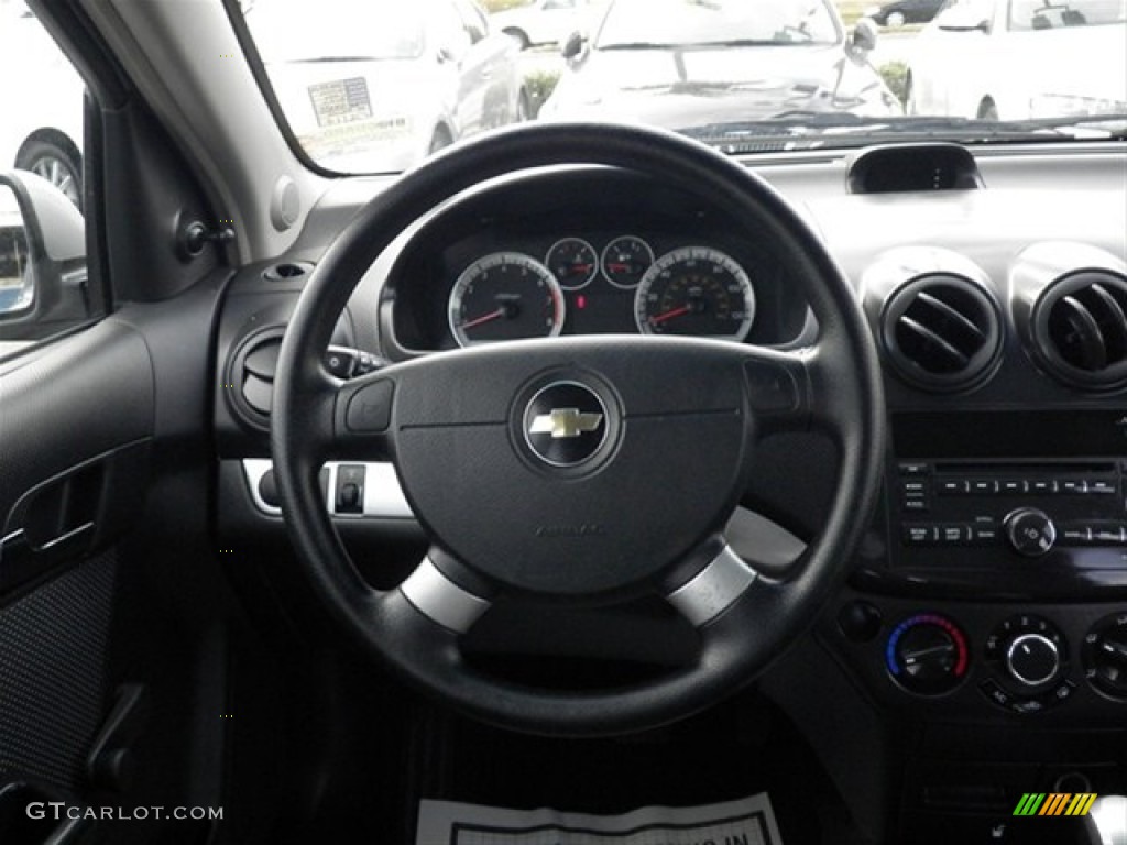 2010 Chevrolet Aveo LT Sedan Charcoal Steering Wheel Photo #60777533