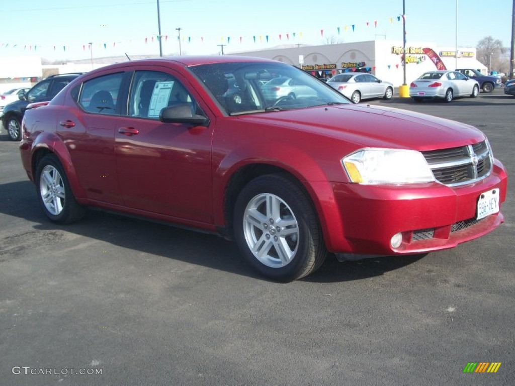 2009 Avenger SXT - Inferno Red Crystal Pearl / Dark Slate Gray photo #1