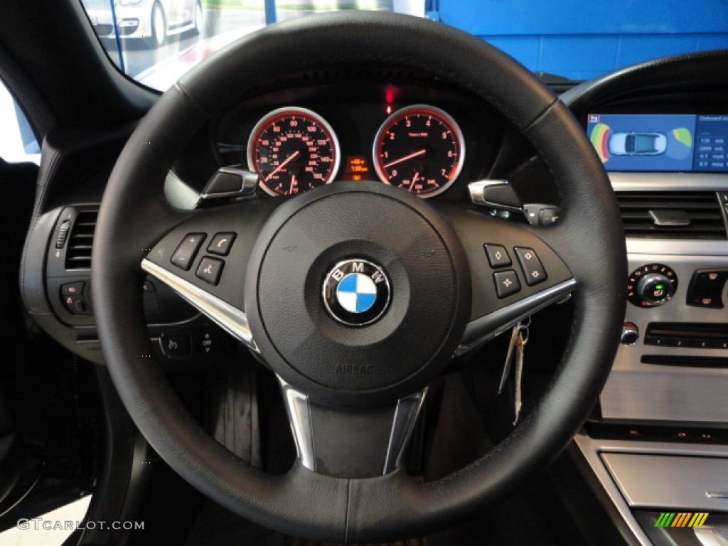 2009 BMW 6 Series 650i Convertible Black Dakota Leather Steering Wheel Photo #60789335