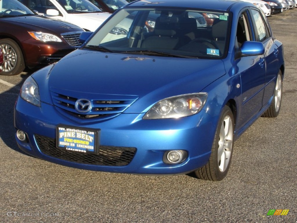 2006 MAZDA3 s Touring Hatchback - Winning Blue Metallic / Black/Blue photo #1