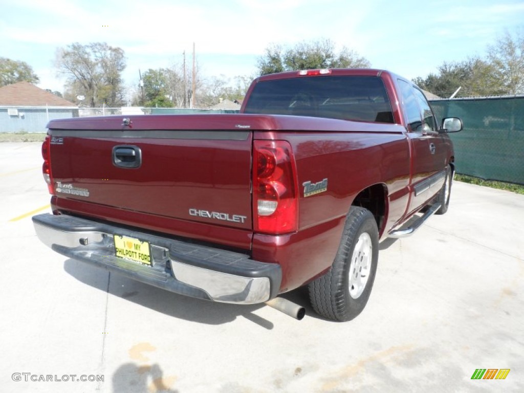 2003 Silverado 1500 LS Extended Cab - Dark Carmine Red Metallic / Tan photo #3