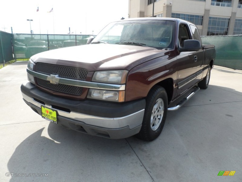 2003 Silverado 1500 LS Extended Cab - Dark Carmine Red Metallic / Tan photo #7