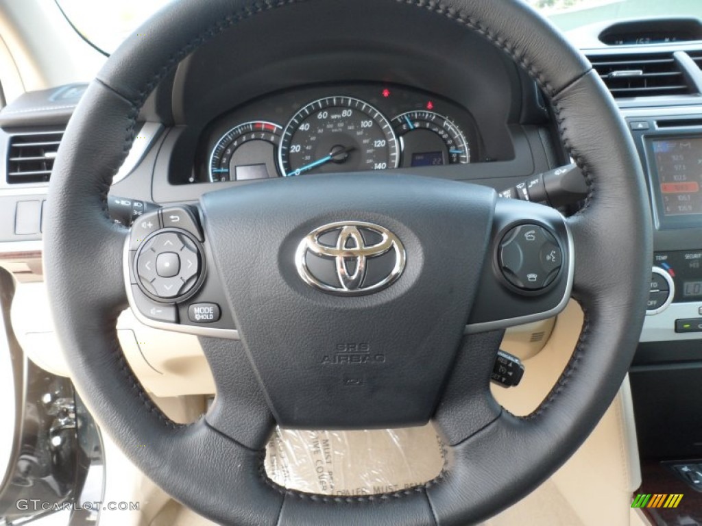 2012 Toyota Camry XLE V6 Ivory Steering Wheel Photo #60800627