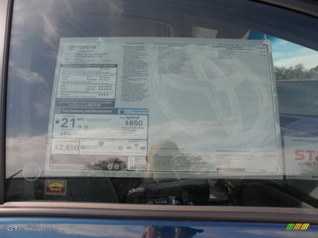 2012 Toyota Sienna XLE Window Sticker Photos