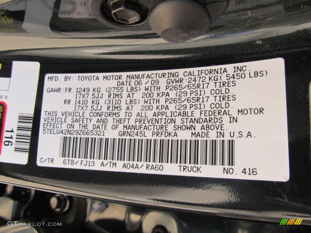 2009 Tacoma Color Code 6T8 for Timberland Green Mica Photo #60805839
