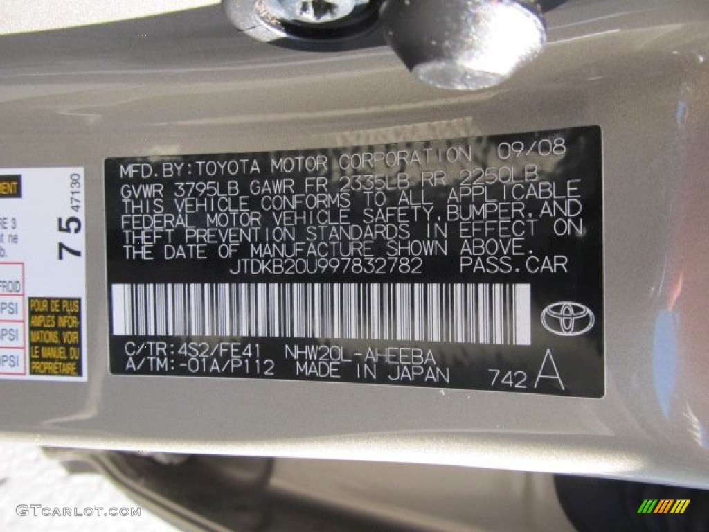 2009 Prius Color Code 4S2 for Driftwood Pearl Photo #60806019