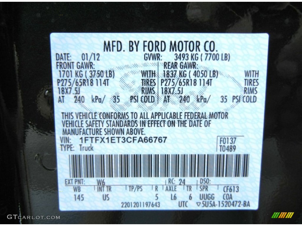 2012 F150 Color Code W6 for Green Gem Metallic Photo #60813156
