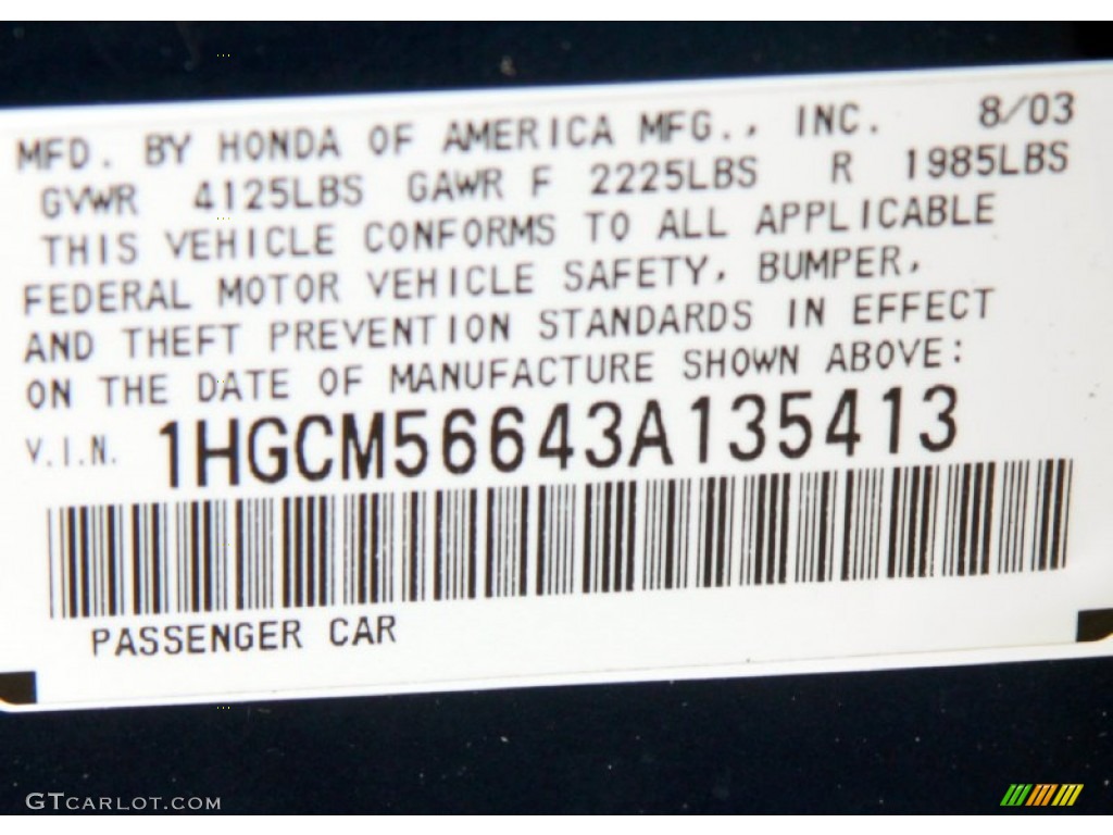 2003 Accord EX-L Sedan - Eternal Blue Pearl / Gray photo #25