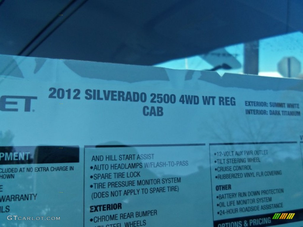 2012 Silverado 2500HD Work Truck Regular Cab 4x4 - Summit White / Dark Titanium photo #30