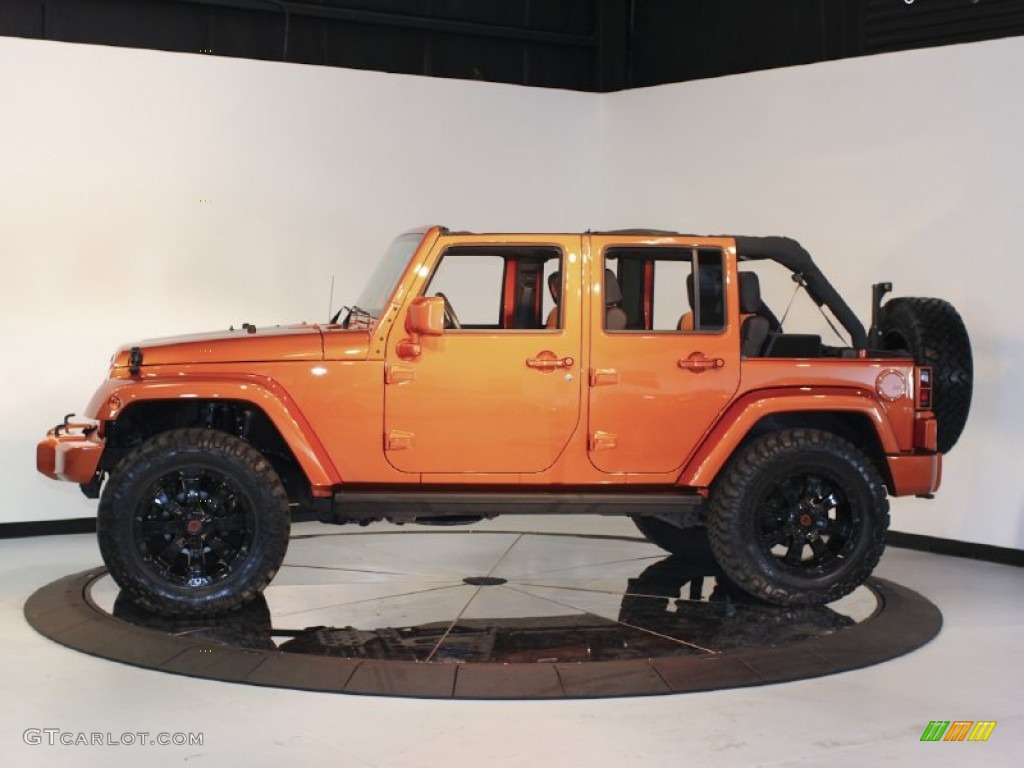 Mango Tango Pearl 2010 Jeep Wrangler Unlimited Mountain Edition 4x4 Exterior Photo #60821622