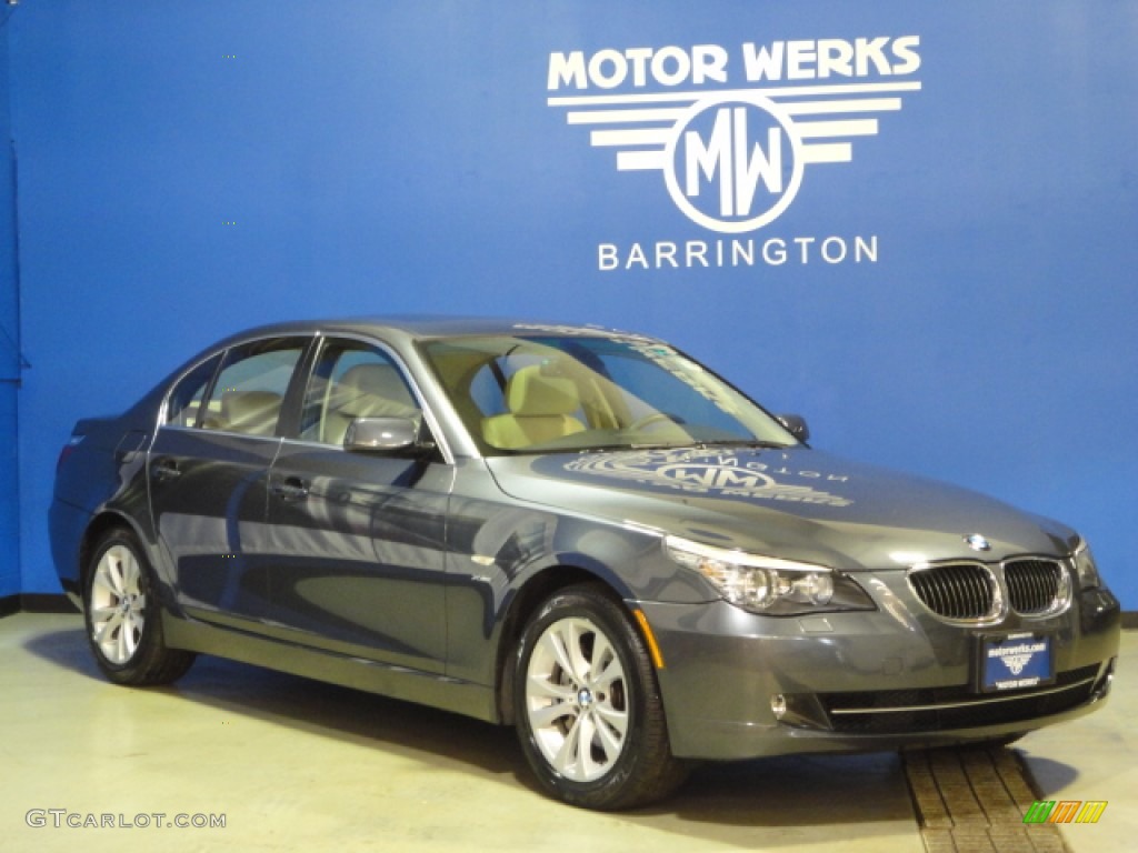 2009 5 Series 535xi Sedan - Platinum Grey Metallic / Cream Beige photo #1