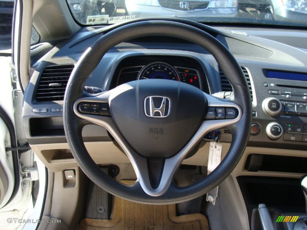 2009 Honda Civic EX Sedan Beige Steering Wheel Photo #60832670