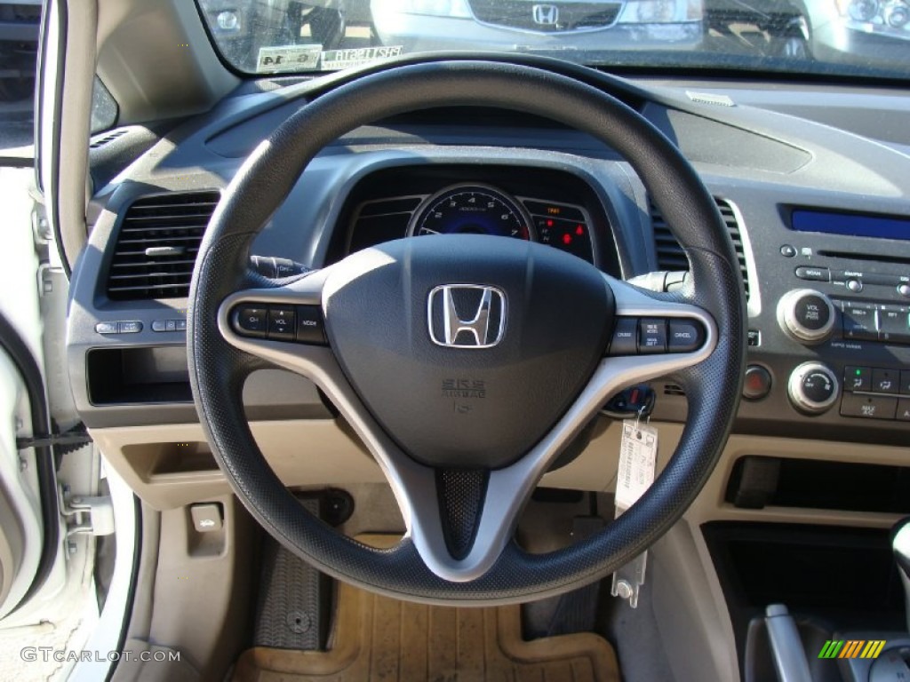 2009 Honda Civic EX Sedan Beige Steering Wheel Photo #60832670