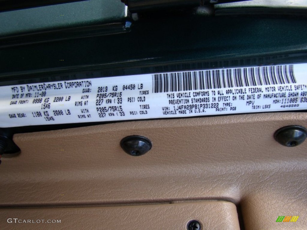 2001 Wrangler SE 4x4 - Forest Green / Camel photo #21