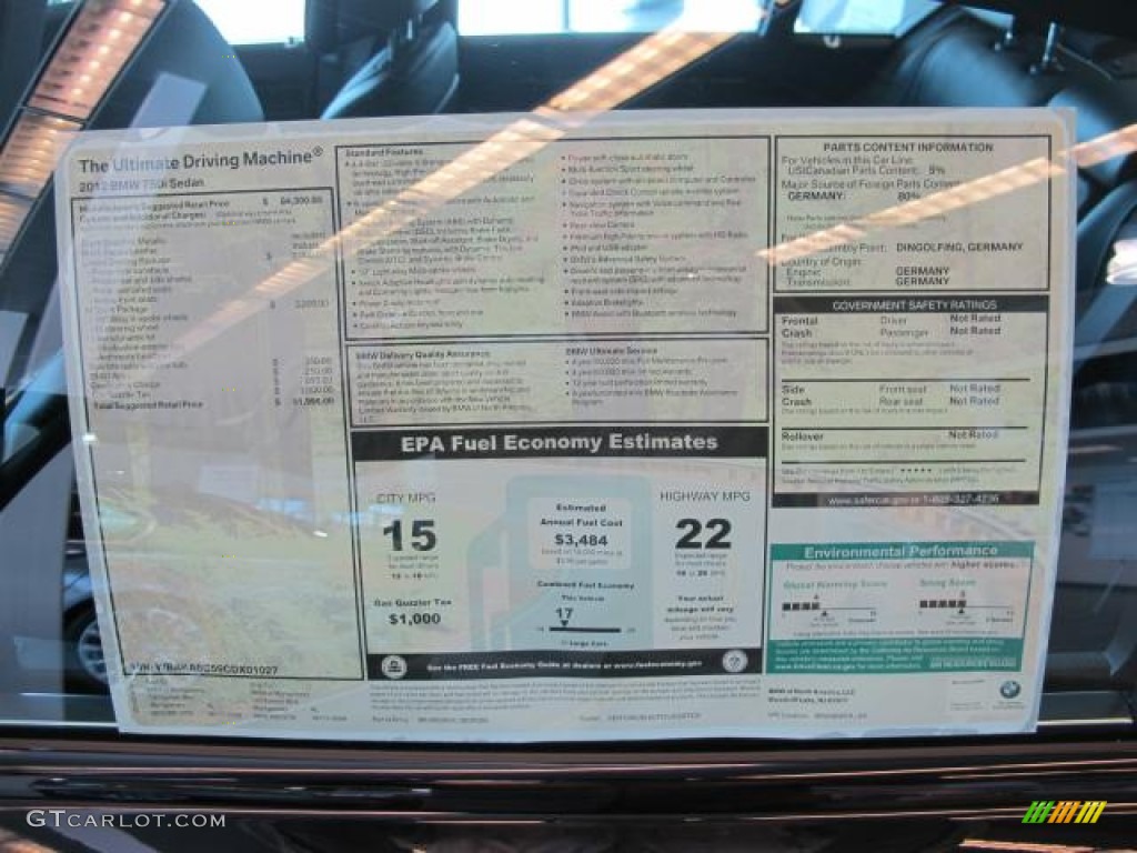 2012 7 Series 750i Sedan - Dark Graphite Metallic / Black photo #11