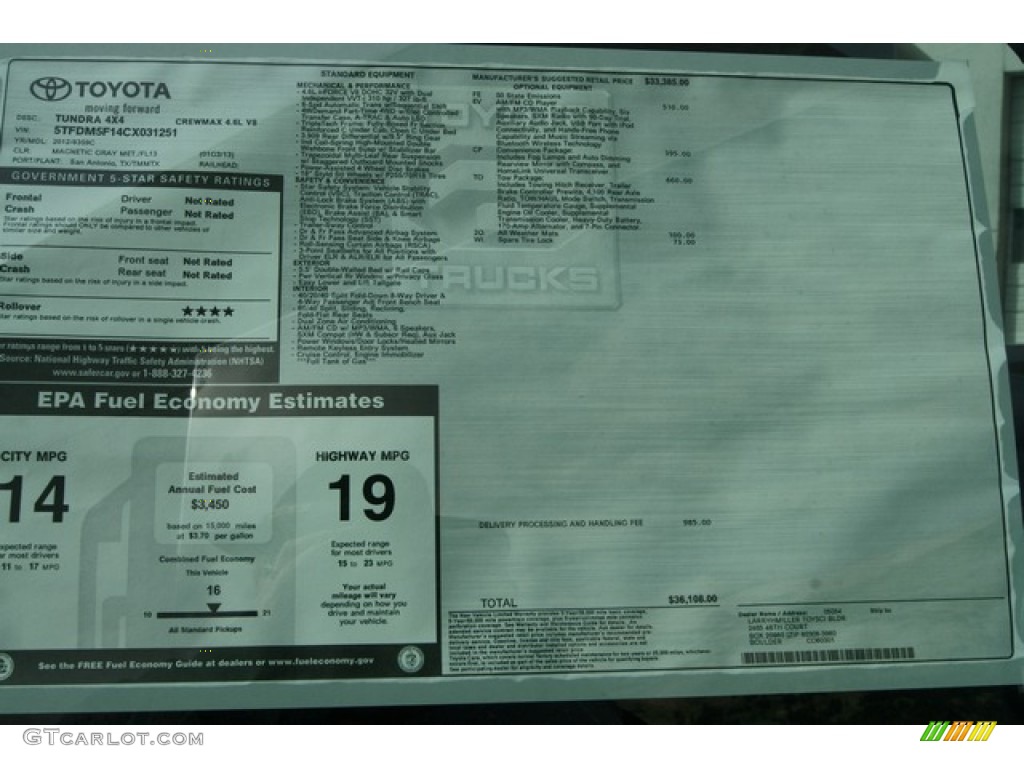 2012 Tundra CrewMax 4x4 - Magnetic Gray Metallic / Graphite photo #14