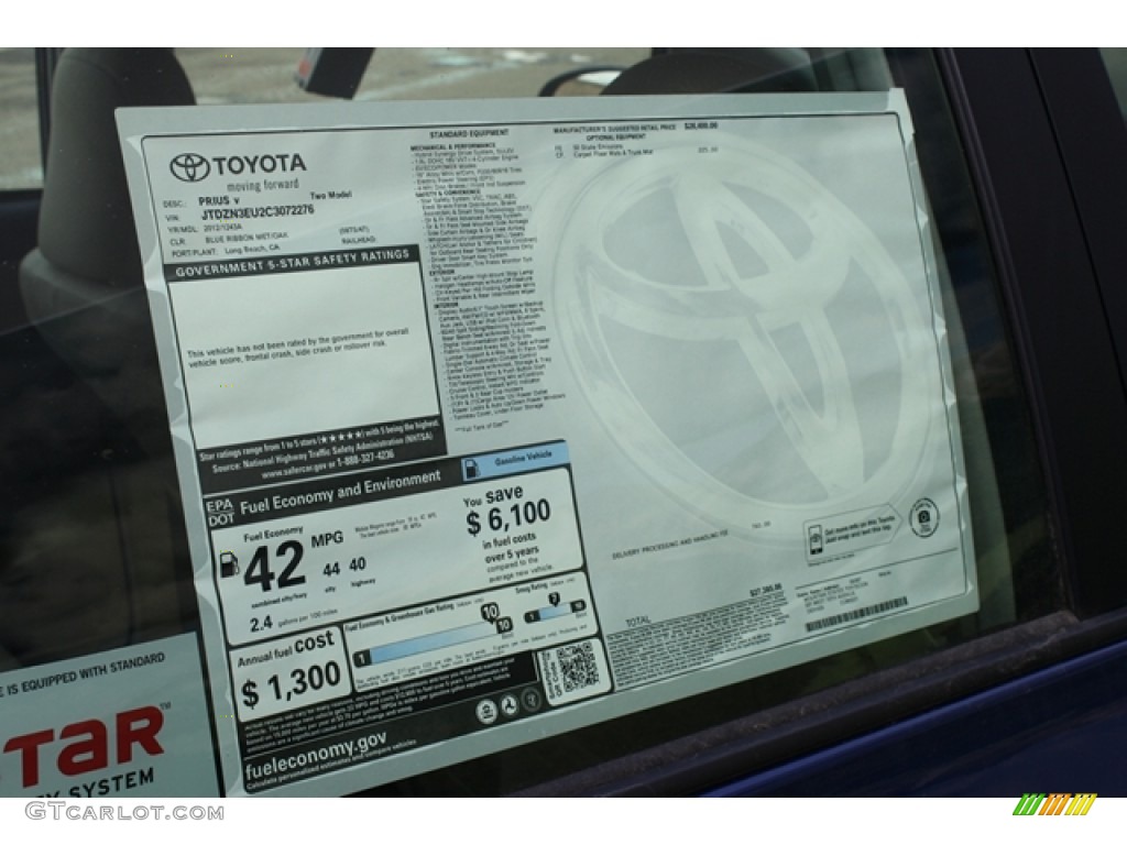 2012 Toyota Prius v Two Hybrid Window Sticker Photo #60837191
