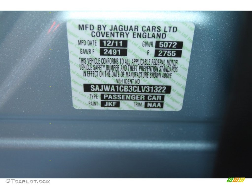 2012 XJ Color Code JKF for Crystal Blue Metallic Photo #60837773