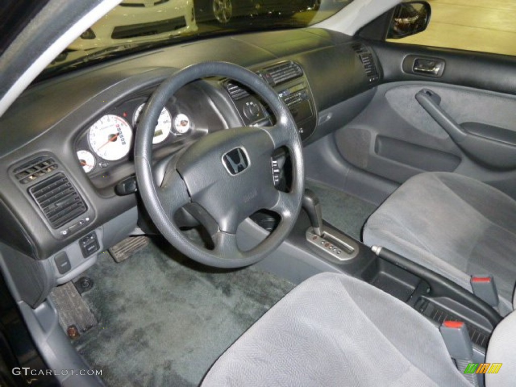 2002 Civic LX Sedan - Nighthawk Black Pearl / Gray photo #16