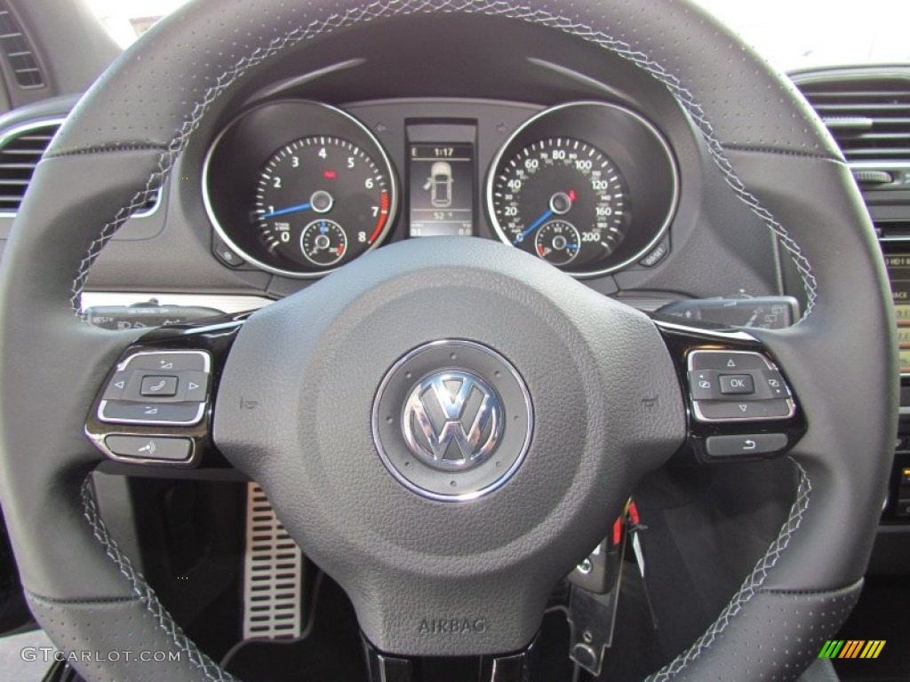 2012 Volkswagen Golf R 2 Door 4Motion R Titan Black Leather Steering Wheel Photo #60845796