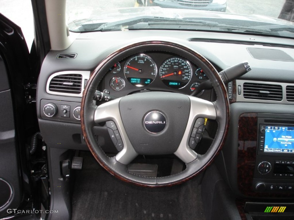 2011 GMC Sierra 3500HD Denali Crew Cab 4x4 Dually Ebony Steering Wheel Photo #60853743