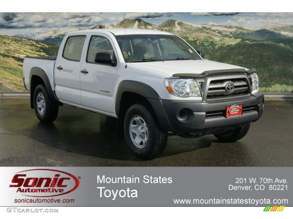 2009 Tacoma V6 Double Cab 4x4 - Super White / Sand Beige photo #1