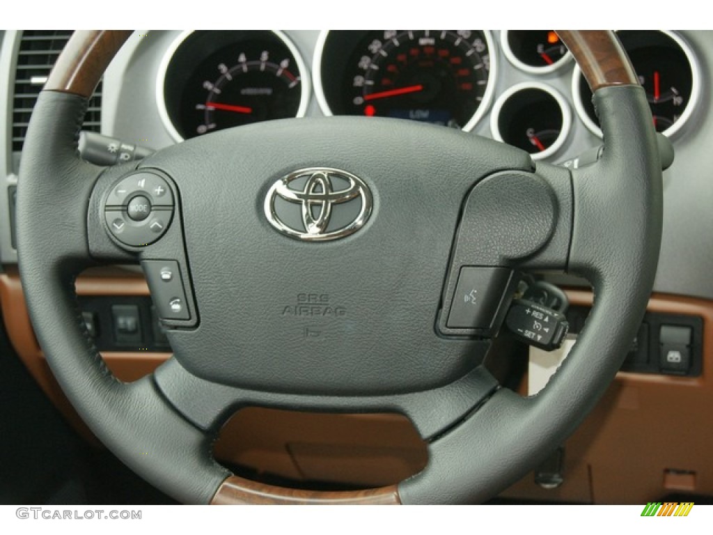 2012 Toyota Tundra Platinum CrewMax 4x4 Red Rock Steering Wheel Photo #60862326