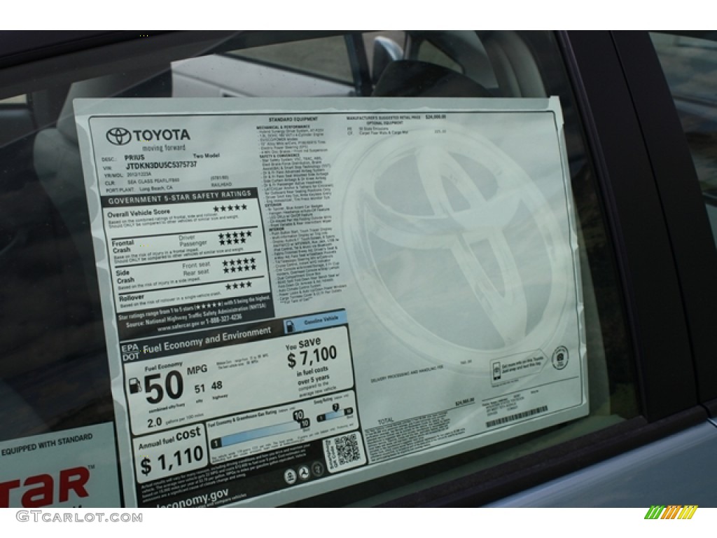 2012 Toyota Prius 3rd Gen Two Hybrid Window Sticker Photo #60863271