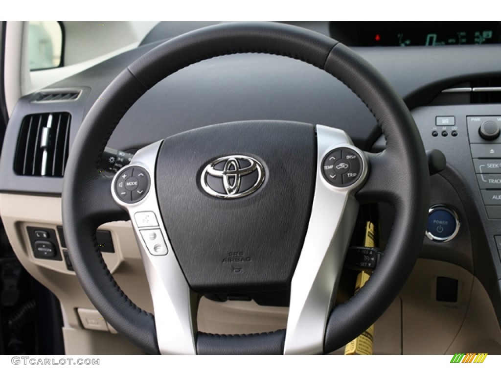 2012 Toyota Prius 3rd Gen Four Hybrid Bisque Steering Wheel Photo #60863964