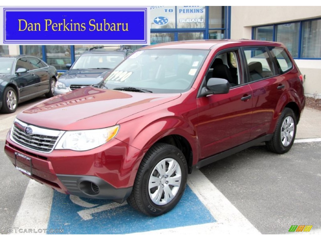 2009 Forester 2.5 X - Camellia Red Pearl / Black photo #1