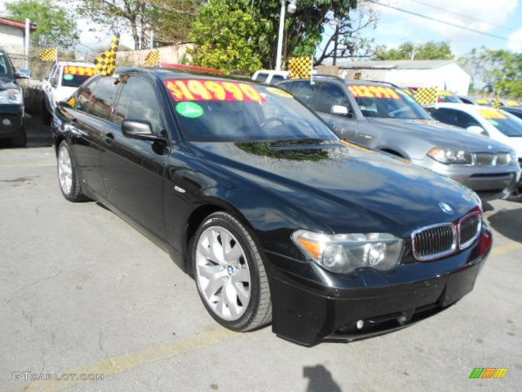 2003 7 Series 745i Sedan - Black Sapphire Metallic / Black/Natural Brown photo #7