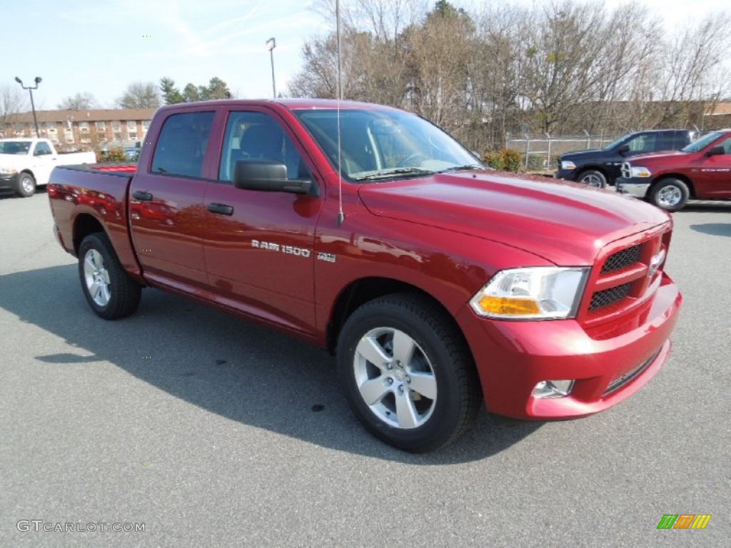 2012 Ram 1500 Express Crew Cab 4x4 - Deep Cherry Red Crystal Pearl / Dark Slate Gray/Medium Graystone photo #2