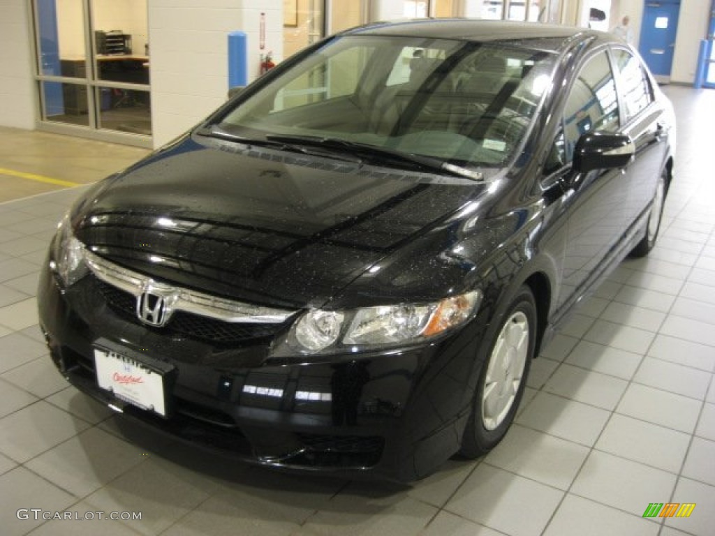 2009 Civic Hybrid Sedan - Crystal Black Pearl / Beige photo #1