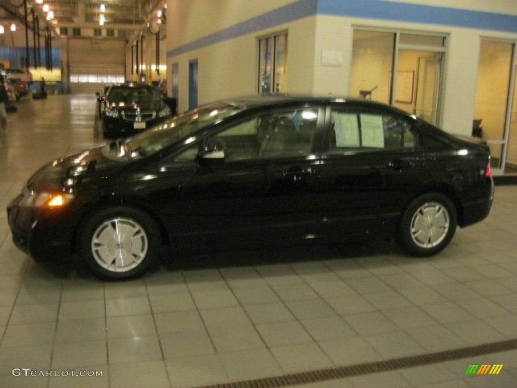 2009 Civic Hybrid Sedan - Crystal Black Pearl / Beige photo #4