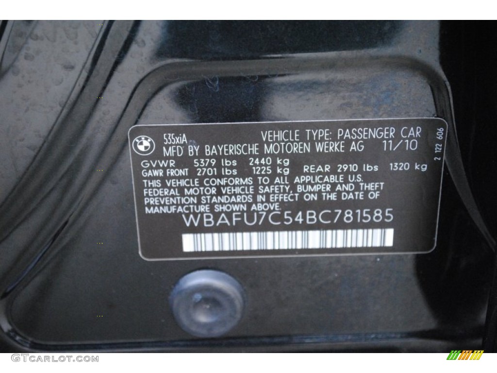 2011 5 Series 535i xDrive Sedan - Black Sapphire Metallic / Black photo #17