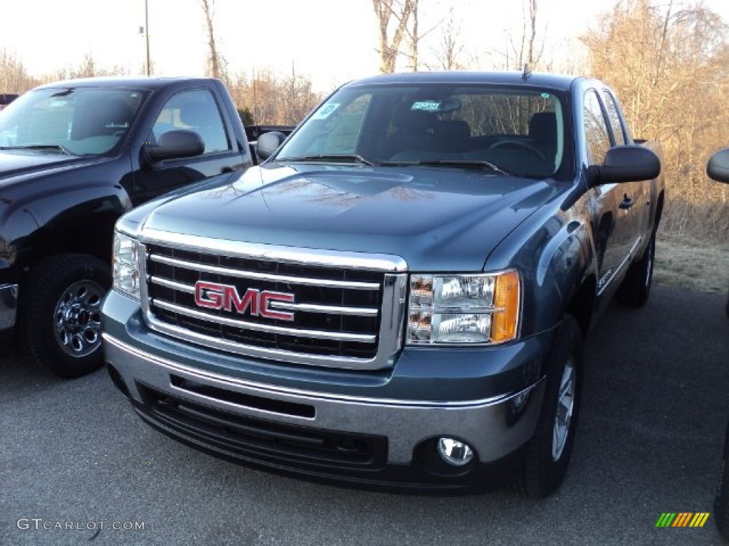2012 Sierra 1500 SLE Extended Cab 4x4 - Stealth Gray Metallic / Ebony photo #1