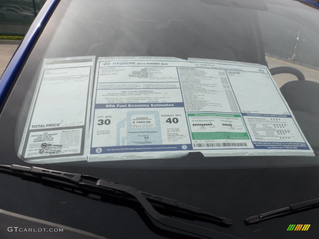 2012 Hyundai Accent GLS 4 Door Window Sticker Photos