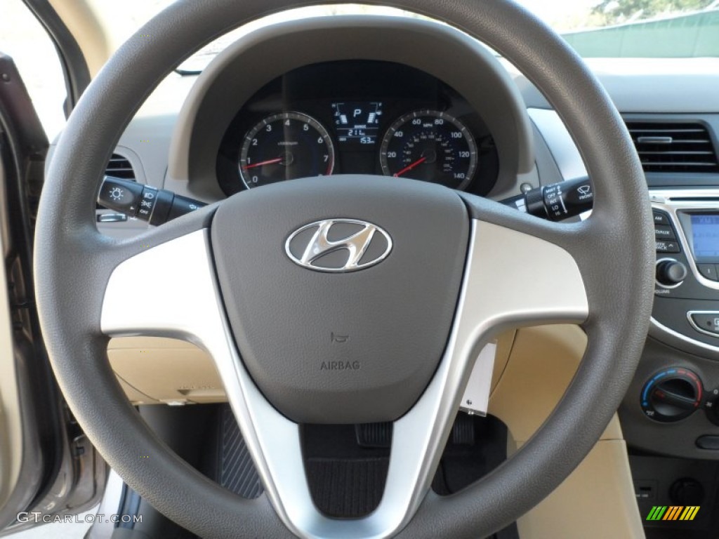 2012 Hyundai Accent GLS 4 Door Beige Steering Wheel Photo #60894987