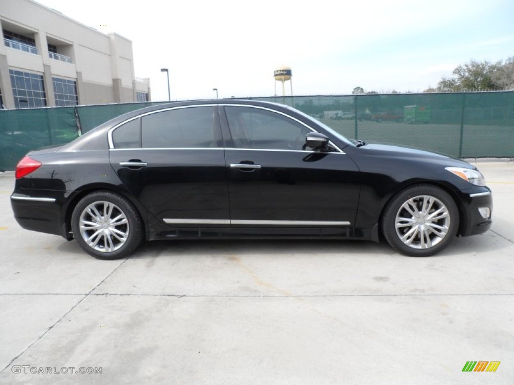 Black Noir Pearl 2012 Hyundai Genesis 4.6 Sedan Exterior Photo #60895366