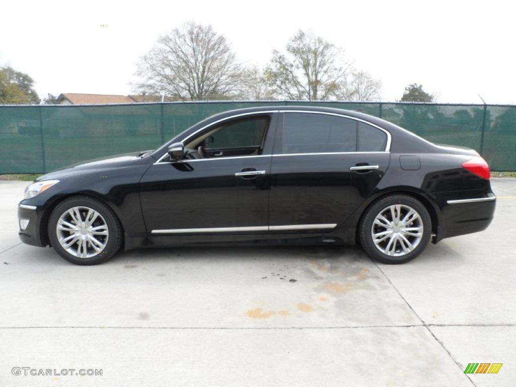 Black Noir Pearl 2012 Hyundai Genesis 4.6 Sedan Exterior Photo #60895402