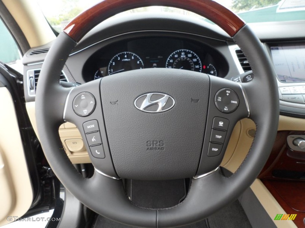 2012 Hyundai Genesis 4.6 Sedan Cashmere Steering Wheel Photo #60895651