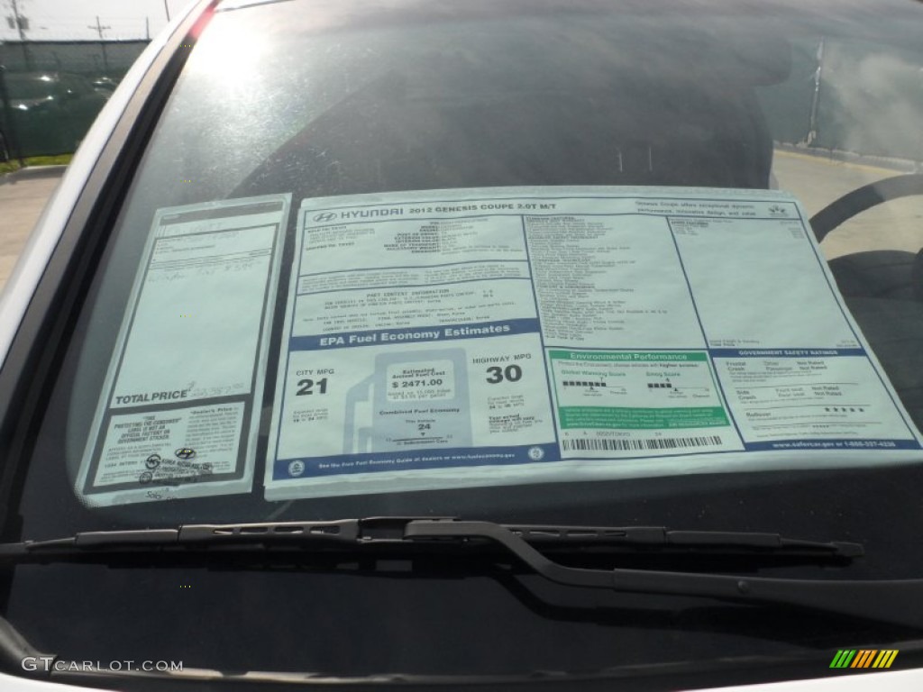 2012 Hyundai Genesis Coupe 2.0T Window Sticker Photo #60895986