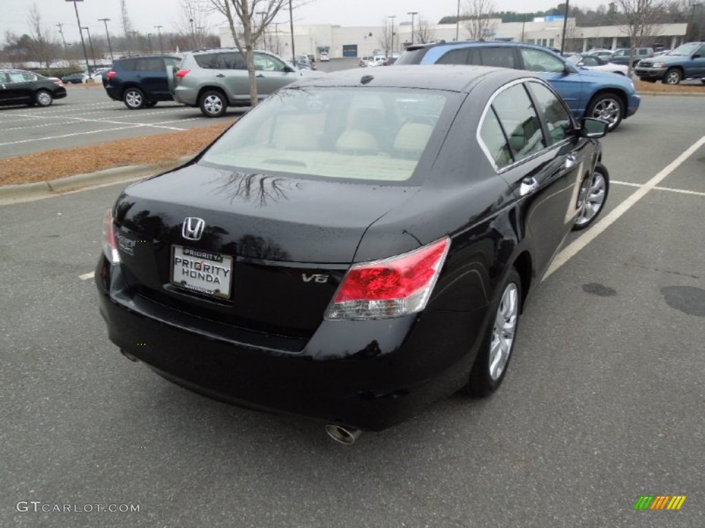 2009 Accord EX-L V6 Sedan - Crystal Black Pearl / Ivory photo #3