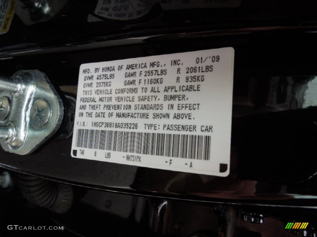 2009 Accord EX-L V6 Sedan - Crystal Black Pearl / Ivory photo #6