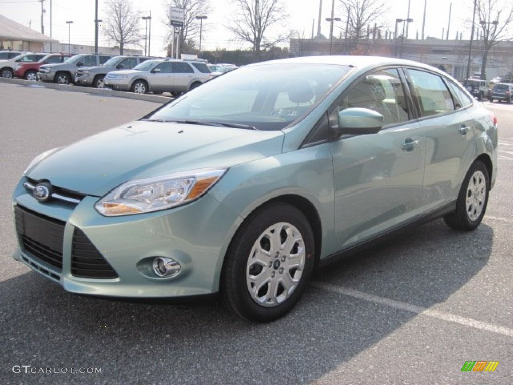 2012 Focus SE Sedan - Frosted Glass Metallic / Stone photo #3